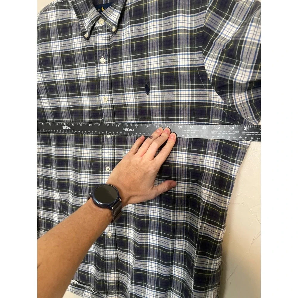 Polo Ralph Lauren Plaid Shirt Mens XL Navy Green Excellent Long Sleeve Button Up